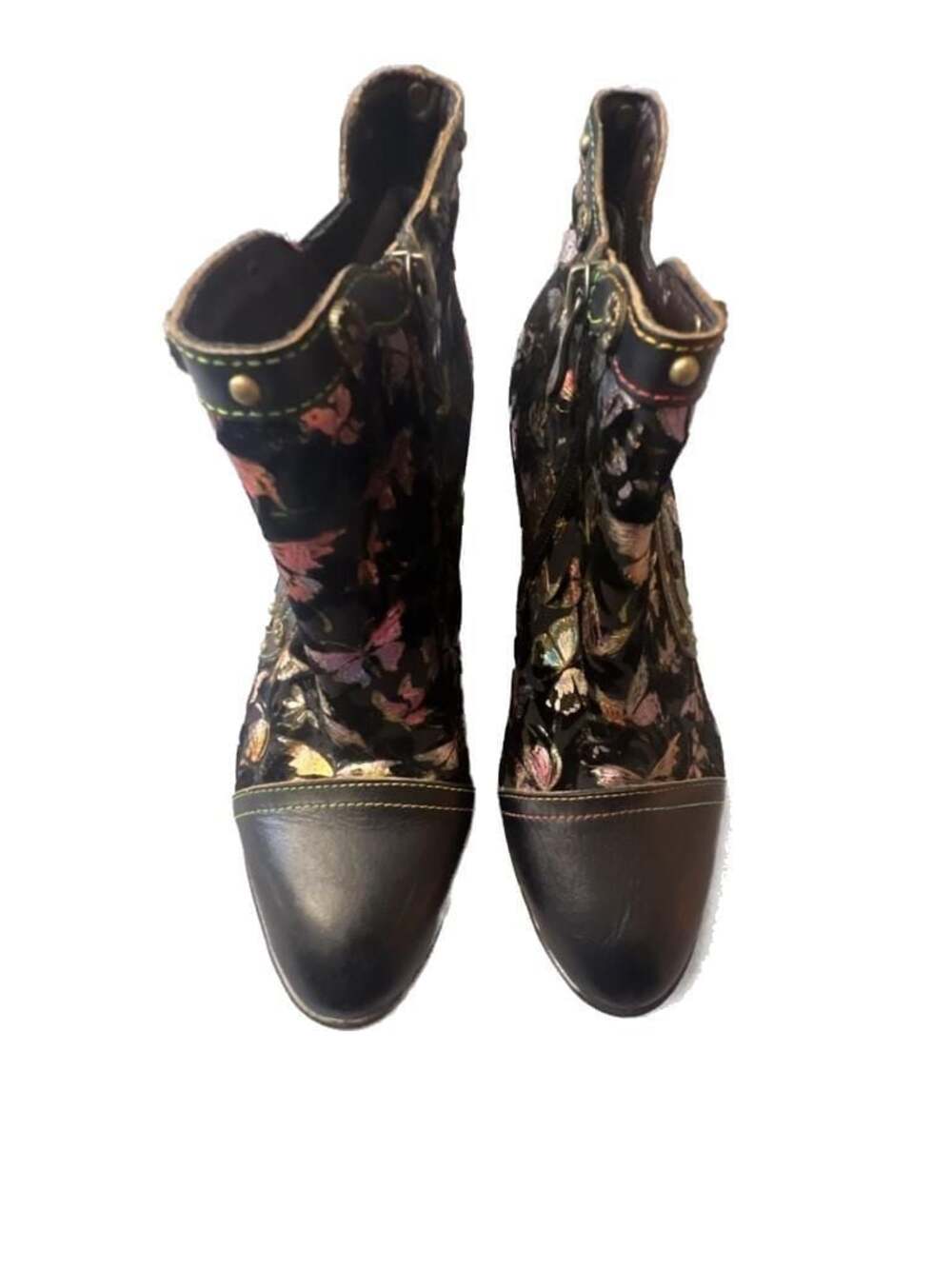 Vintage Butterfly Elegance Leather Ankle Shoes – ,